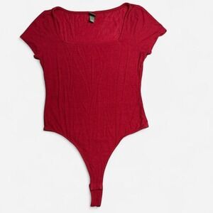 Medium Wild Fable Maroon Square Neck Bodysuit